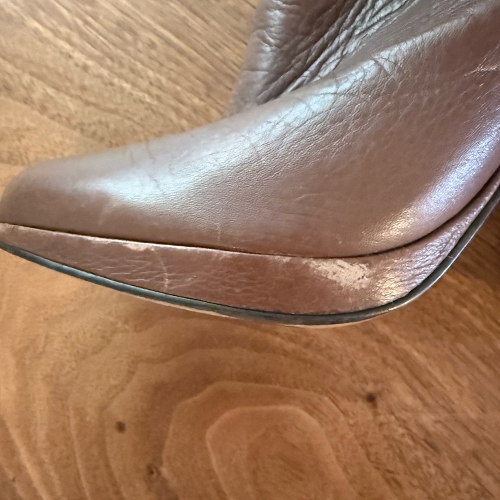French Connection Chocolate Brown Over-the-Knee Leather & Suede High Heel Boots - Picture 2 of 3